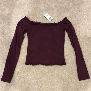 NWT Hollister Burgundy Off-Shoulder Blouse